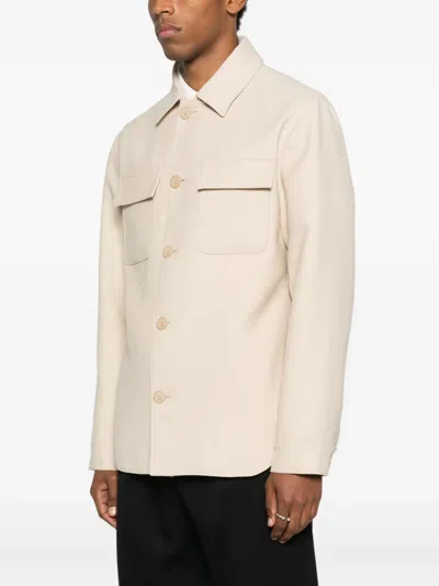 Sandro Button-fastening Jacket In Neutral
