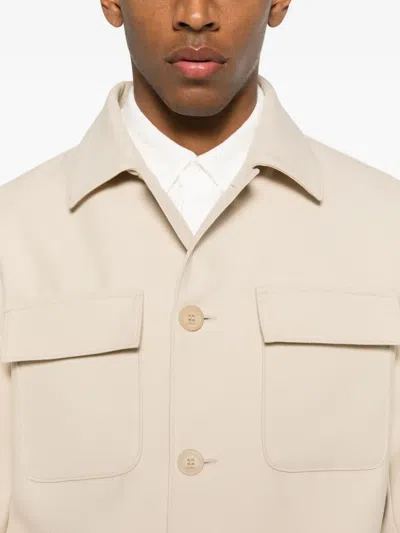Sandro Button-fastening Jacket In Neutral