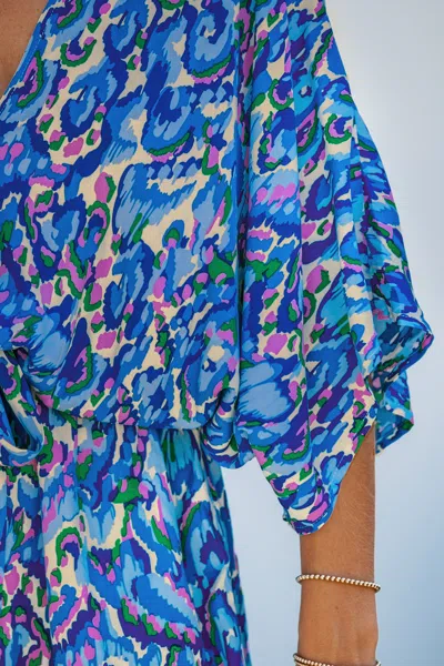 Cupshe Abstract Print Drawstring Romper In Blue