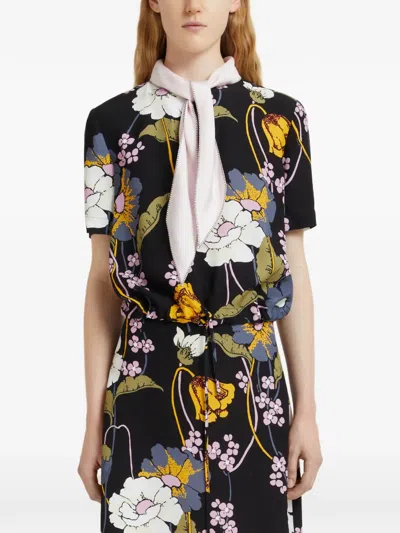 Marni Floral Blouse In Black