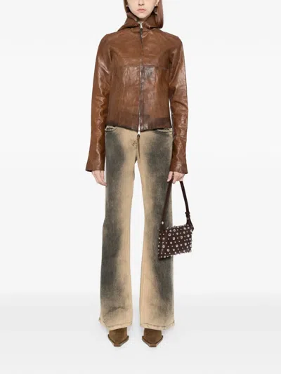 Ma+ Leather Jacket In Brown