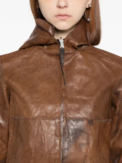 Ma+ Leather Jacket In Brown