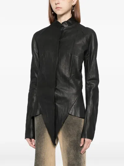 Ma+ Leather Shirt In Black
