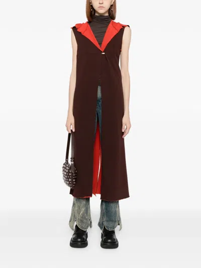 Ma+ Sleeveless Hoodie In Brown