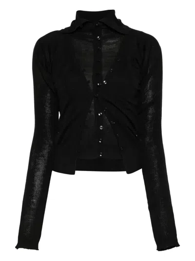 Low Classic Layered Cardigan In Black