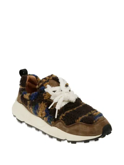 Flower Mountain Pampas Suede Artificial Fur Sneakers In Brown