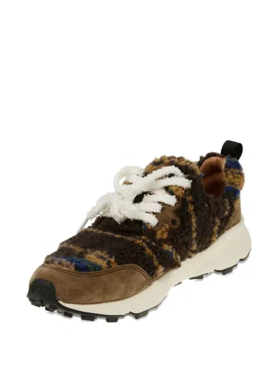 Flower Mountain Pampas Suede Artificial Fur Sneakers In Brown