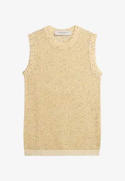 Golden Goose Db Wool Sequined Top In Yellow