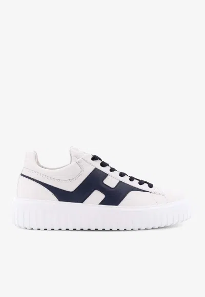Hogan H-stripes Low-top Sneakers With Smooth Leather Upper In White