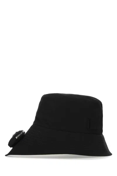 Prada Renylon Hat Wide Brim Ventilation Eyelets In Black
