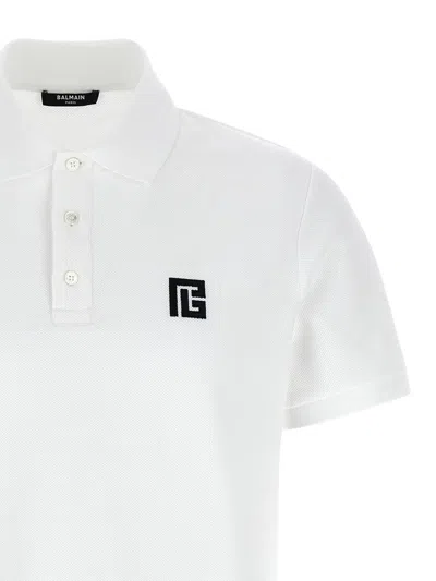 Balmain Polo Shirt Short Sleeves Ribbed Cuffs Collar In White