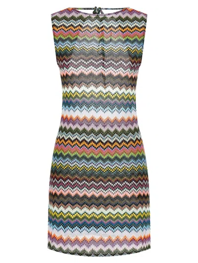 Missoni Mare Open-back Striped Metallic Crochet-knit Mini Dress In Multi