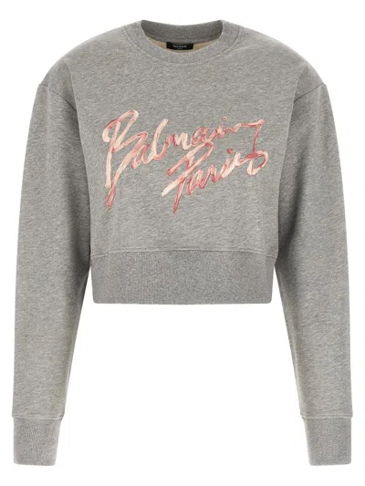 Balmain Paris Sweatshirt Gray In Gray