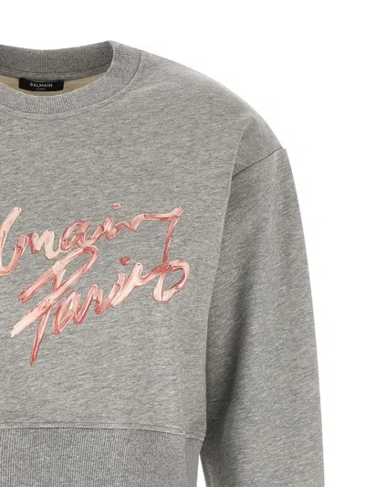 Balmain Paris Sweatshirt Gray In Gray