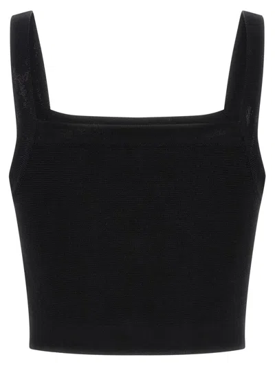 Balmain Cropped Sleeveless Top Gold Button Detail In Black