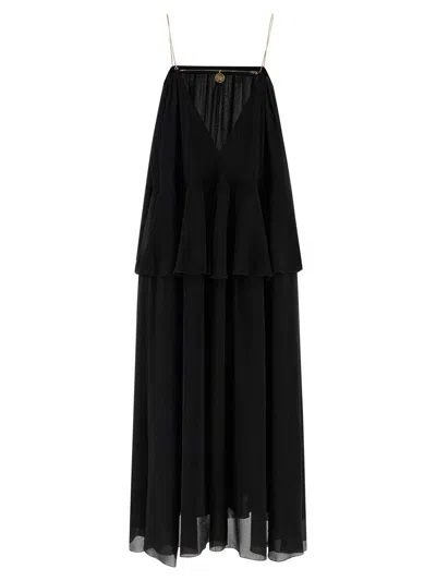 Chloé Knee Length Dress Gold Chain Straps In Black