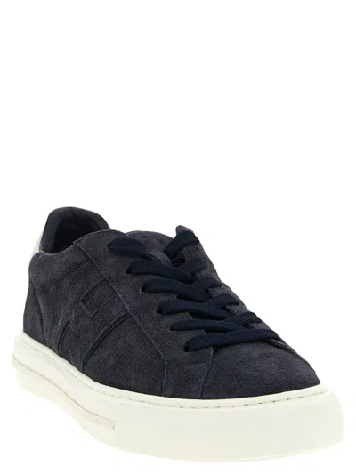 Hogan Suede Sneakers Contrasting Heel Tab Rubber Sole In Multi