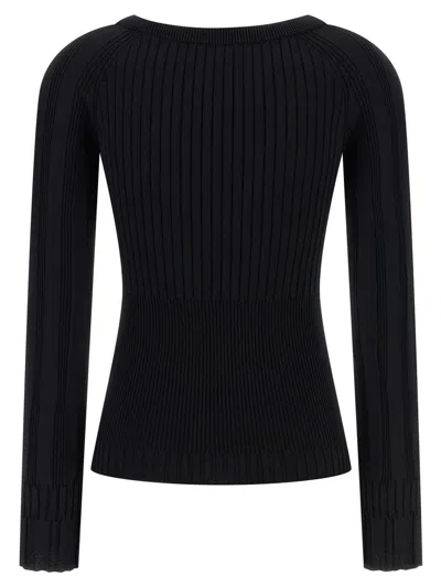 Balmain Sweater Three Buttons Crew Neck Ribbed In Black