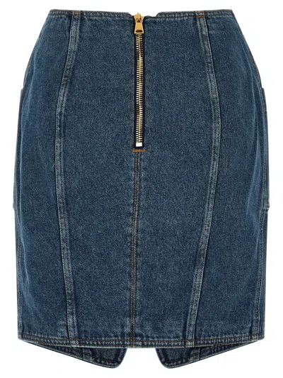 Balmain Skirt Featuring Belt Detail And Pockets In Blue