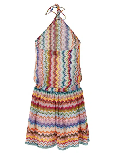 Missoni Mare Metallic Crochet-knit Halterneck Playsuit In Multi