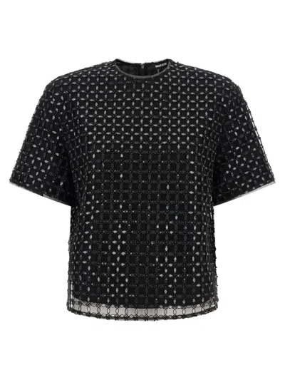 Rotate Birger Christensen Sequin-embroidered T-shirt In Black