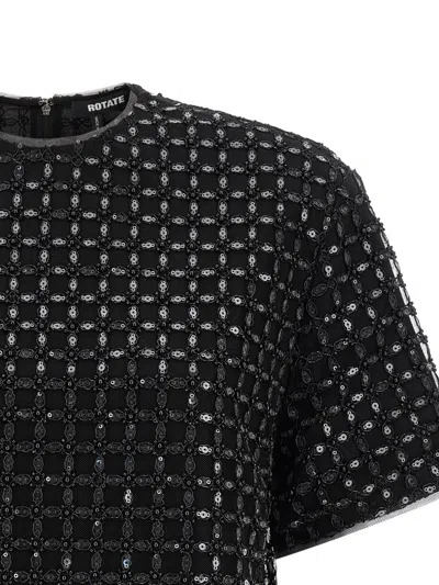 Rotate Birger Christensen Sequin-embroidered T-shirt In Black