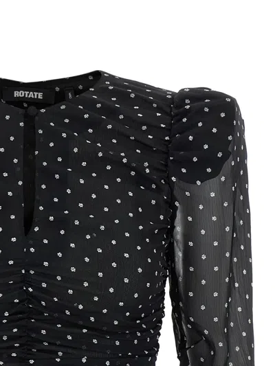 Rotate Birger Christensen Chiffon Ruched Blouse In Black