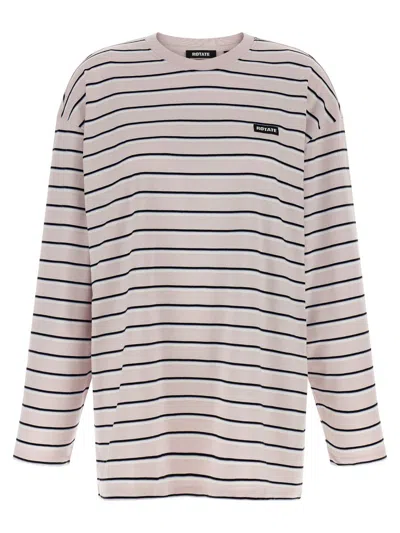 Rotate Birger Christensen Striped Oversized Cotton Jersey T-shirt In Pink