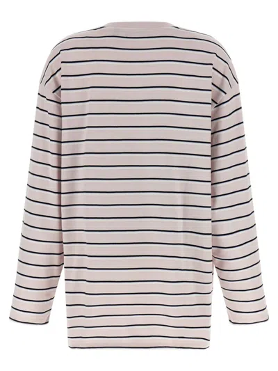 Rotate Birger Christensen Striped Oversized Cotton Jersey T-shirt In Pink