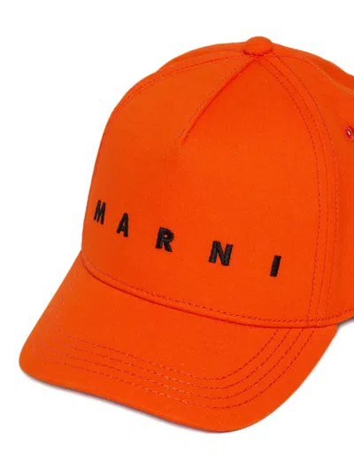 Marni Embroidered-logo Baseball Cap In Orange