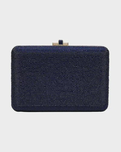 Judith Leiber Slim Slide Crystal Evening Clutch Bag In Blue