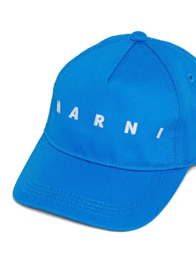 Marni Logo Detail Cap In Blue