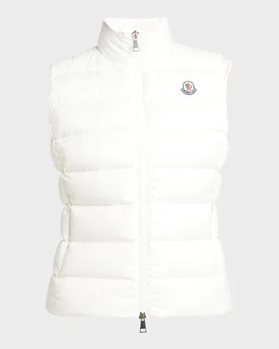 Moncler Ghany Shiny Quilted Puffer Vest In White
