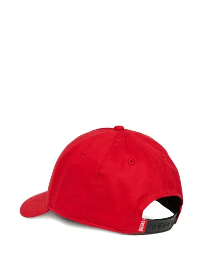 Diesel Logo Visor Baseball Cap In Red