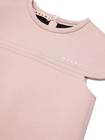 Marni Kids Logo Printed Dress In Purple