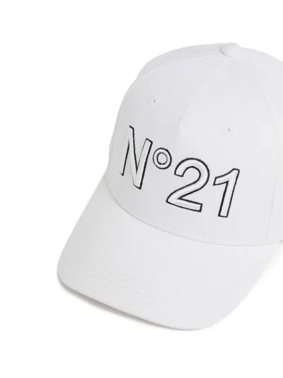 N°21 Logo-embroidered Baseball Cap In White