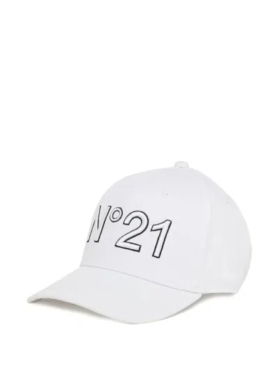 N°21 Logo-embroidered Baseball Cap In White