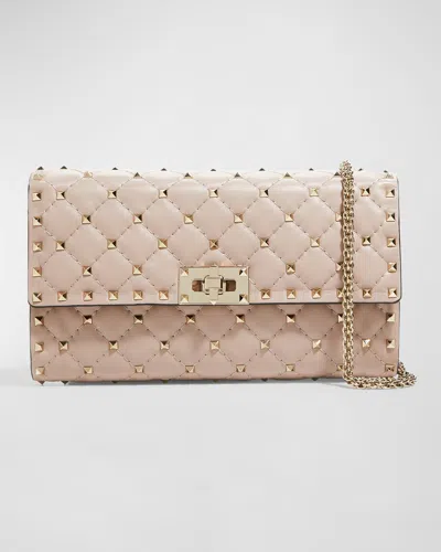 Valentino Quilted Rockstud Spike Chain Shoulder Bag In Sand