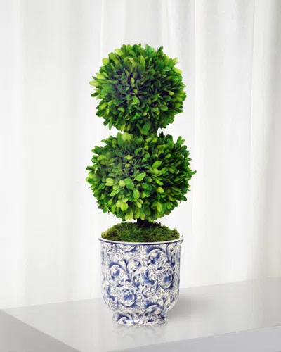 Winward Home Double Ball Topiary In Cache Pot In Multi