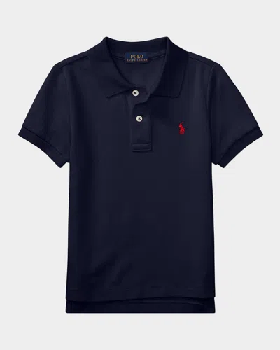 Ralph Lauren Boy's Short-sleeve Logo Embroidery Polo Shirt In Black