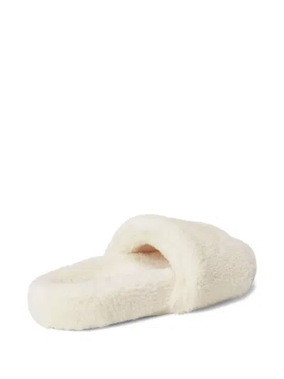 Polo Ralph Lauren Logo-embroidered Faux-fur Slippers In White