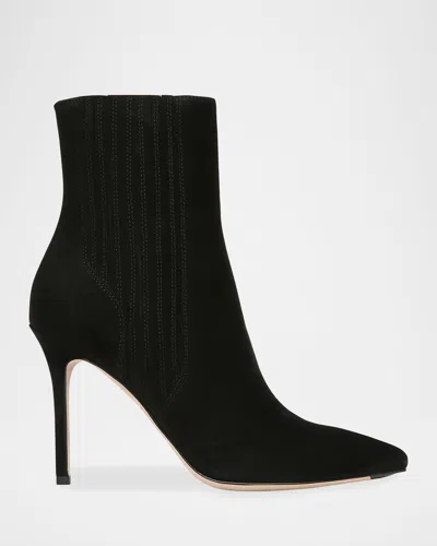 Veronica Beard 95mm Lisa Suede Stiletto Ankle Booties In Black