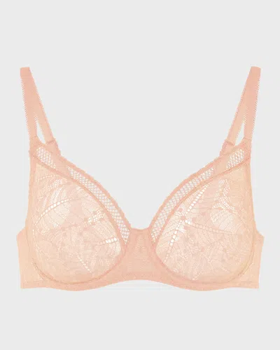 Simone Perele Comete Molded Full Cup Convertible Lace Bra In Pink