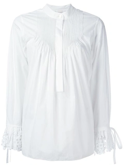 Chloé Broderie Anglaise-trimmed Cotton-poplin Blouse In White
