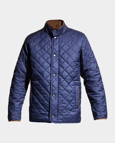 Peter Millar Men's Suffolk Quilted Travel Coat In Blue