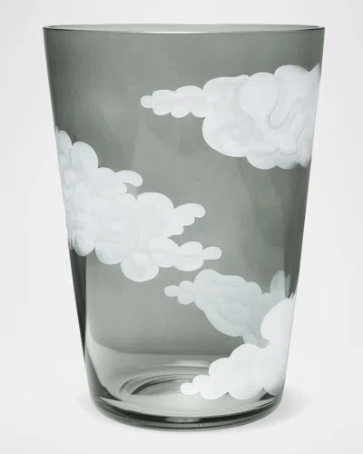 Jonathan Hansen Large Smoke Crystal Bucket Vase In Green