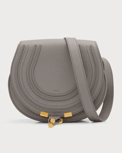 Chloé Marcie Small Crossbody Bag In Grained Calfskin In Gray