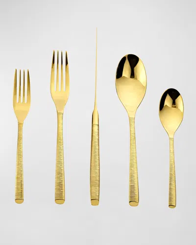 Ricci Silversmith Birchwood Gold 20-piece Flatware Set In Gold