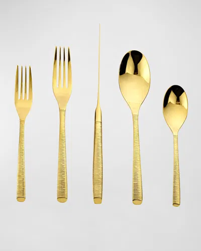 Ricci Silversmith Birchwood Gold 45-piece Flatware Set In Gold
