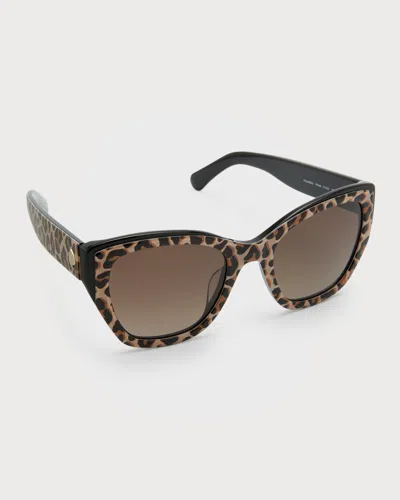 Kate Spade Yolanda Two-tone Acetate Cat-eye Sunglasses In Animal Print